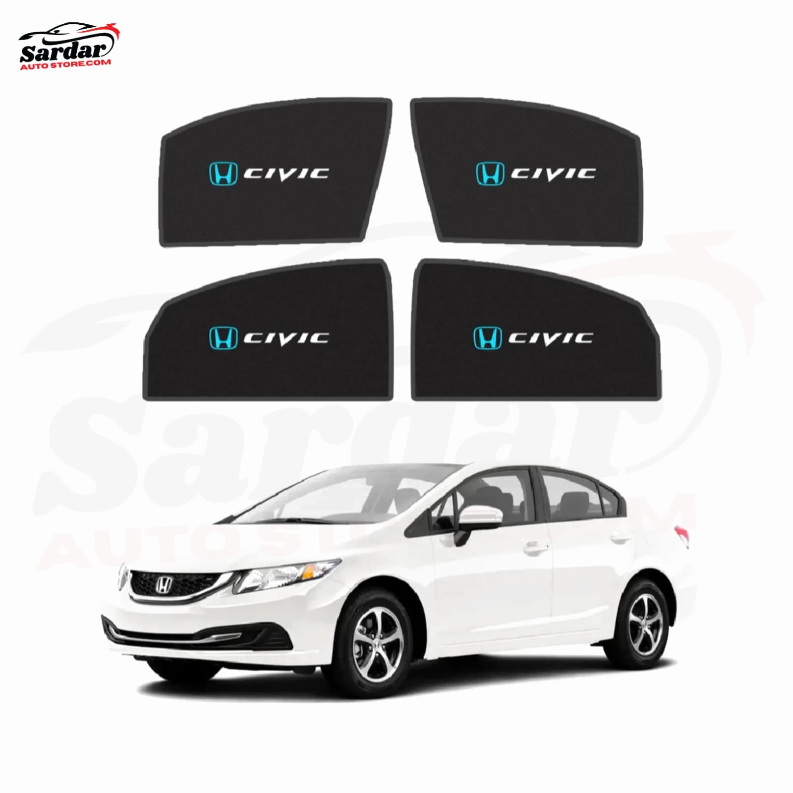 4 PCS SUN SHADE PREMIUM QUALITY FOR HONDA CIVIC REBIRTH WITH LOGO