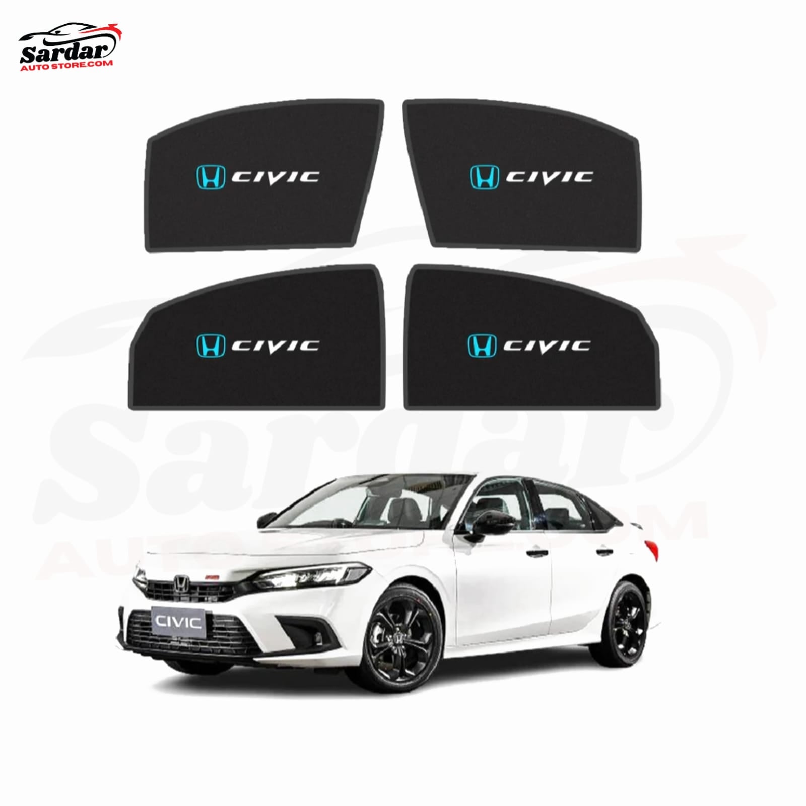 4 PCS SUN SHADE PREMIUM QUALITY FOR HONDA CIVIC WITH LOGO