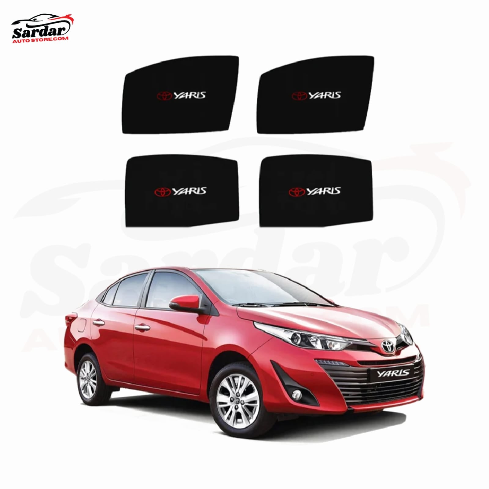 4 PCS SUN SHADE PREMIUM QUALITY FOR TOYOTA YARIS WITH LOGO