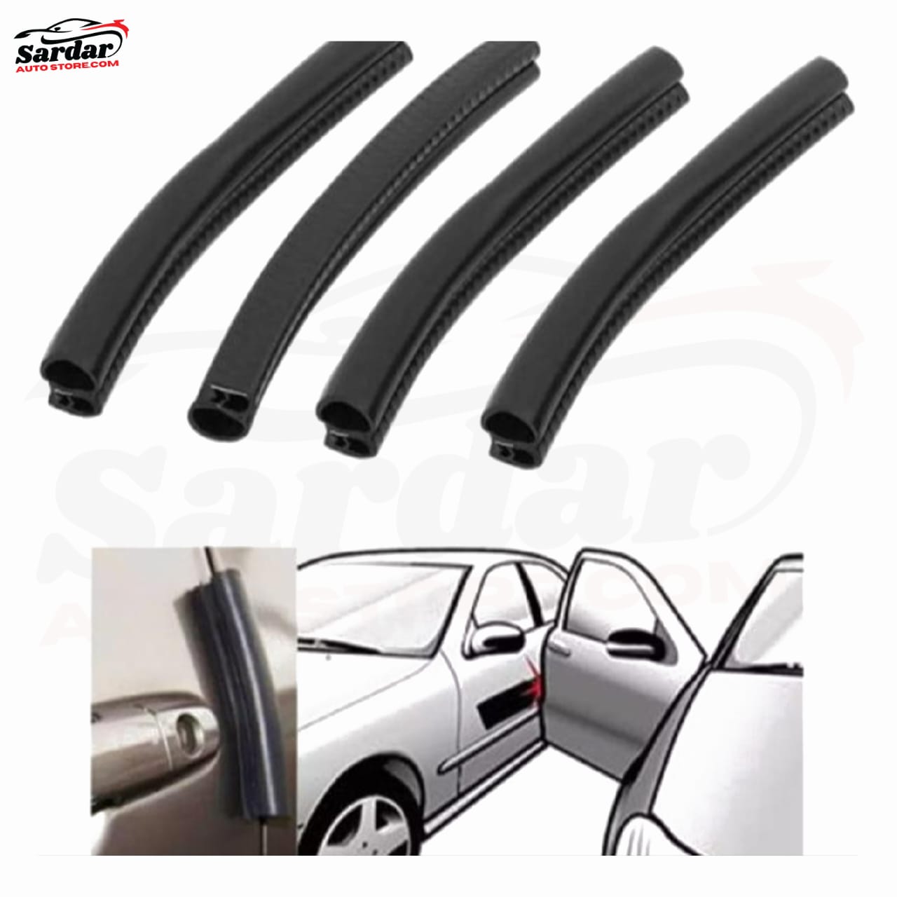 Car Rubber Door Guards - Car Doors Edge Protectors - 4 Pics