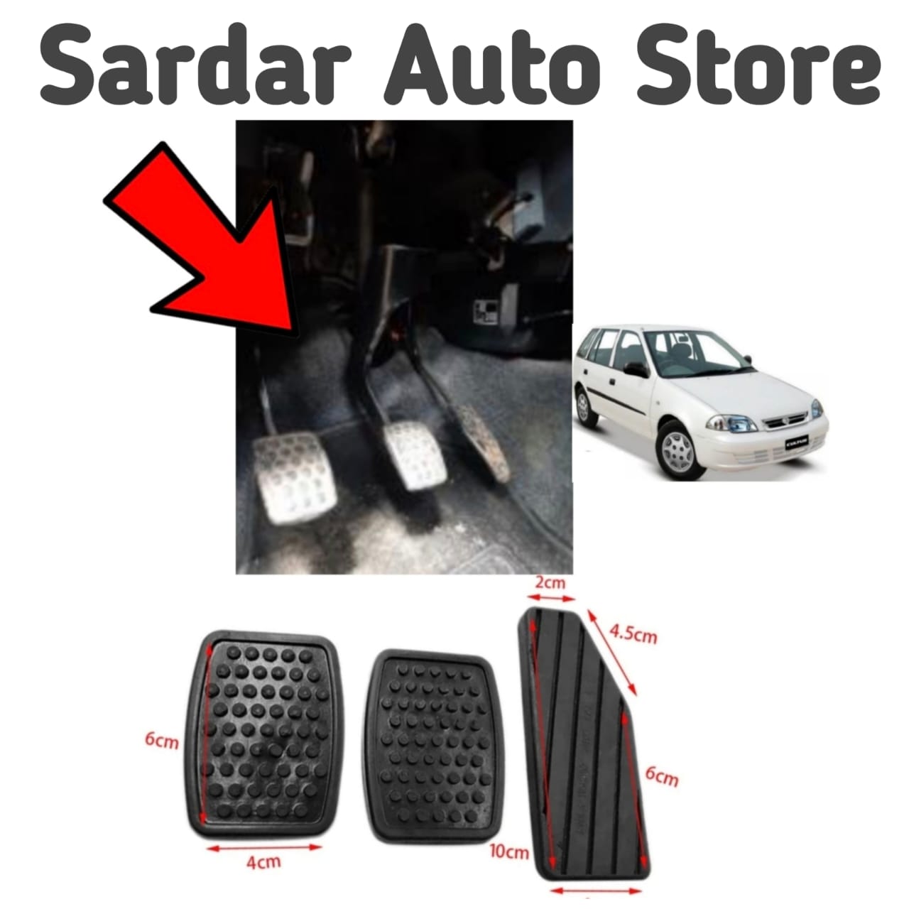 Suzuki Cultus Padel Rubber ( 3 ) pieces interior Foot Rubber / Accelerator clutch and Brake Rubber